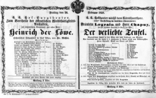 Theaterzettel (Oper und Burgtheater in Wien) 18580226 Seite: 1