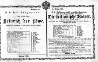 Theaterzettel (Oper und Burgtheater in Wien) 18580302 Seite: 2