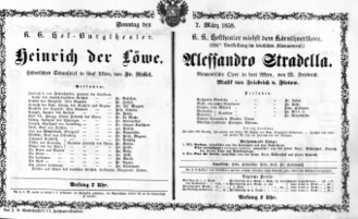Theaterzettel (Oper und Burgtheater in Wien) 18580307 Seite: 1