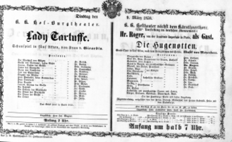 Theaterzettel (Oper und Burgtheater in Wien) 18580309 Seite: 1
