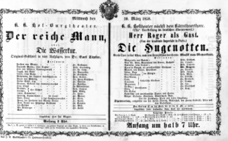 Theaterzettel (Oper und Burgtheater in Wien) 18580310 Seite: 1