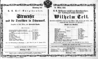 Theaterzettel (Oper und Burgtheater in Wien) 18580314 Seite: 1