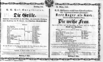 Theaterzettel (Oper und Burgtheater in Wien) 18580319 Seite: 1