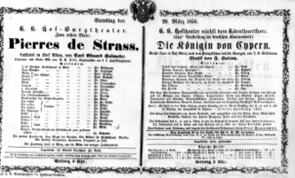 Theaterzettel (Oper und Burgtheater in Wien) 18580320 Seite: 1