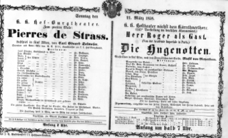 Theaterzettel (Oper und Burgtheater in Wien) 18580321 Seite: 1