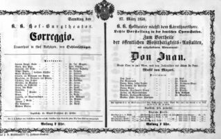 Theaterzettel (Oper und Burgtheater in Wien) 18580327 Seite: 1
