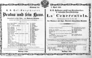 Theaterzettel (Oper und Burgtheater in Wien) 18580407 Seite: 1