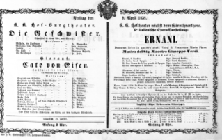 Theaterzettel (Oper und Burgtheater in Wien) 18580409 Seite: 1