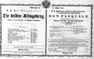 Theaterzettel (Oper und Burgtheater in Wien) 18580414 Seite: 1