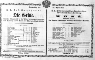 Theaterzettel (Oper und Burgtheater in Wien) 18580422 Seite: 1