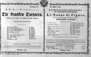 Theaterzettel (Oper und Burgtheater in Wien) 18580430 Seite: 1