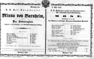 Theaterzettel (Oper und Burgtheater in Wien) 18580503 Seite: 1
