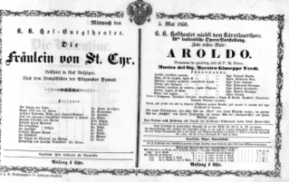 Theaterzettel (Oper und Burgtheater in Wien) 18580505 Seite: 1