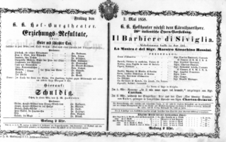 Theaterzettel (Oper und Burgtheater in Wien) 18580507 Seite: 1