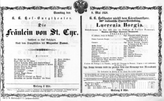 Theaterzettel (Oper und Burgtheater in Wien) 18580508 Seite: 1