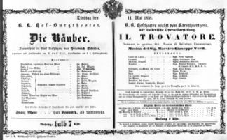 Theaterzettel (Oper und Burgtheater in Wien) 18580511 Seite: 1