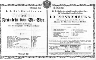 Theaterzettel (Oper und Burgtheater in Wien) 18580512 Seite: 1