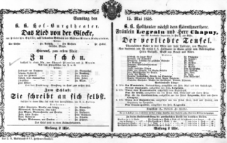 Theaterzettel (Oper und Burgtheater in Wien) 18580515 Seite: 1