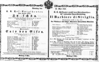 Theaterzettel (Oper und Burgtheater in Wien) 18580516 Seite: 1