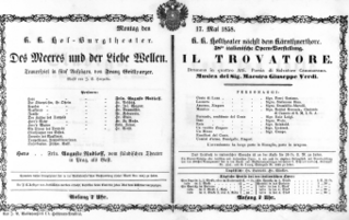 Theaterzettel (Oper und Burgtheater in Wien) 18580517 Seite: 1