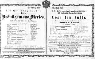 Theaterzettel (Oper und Burgtheater in Wien) 18580522 Seite: 1