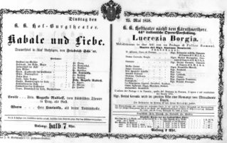 Theaterzettel (Oper und Burgtheater in Wien) 18580525 Seite: 1