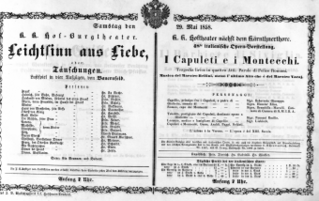 Theaterzettel (Oper und Burgtheater in Wien) 18580529 Seite: 1