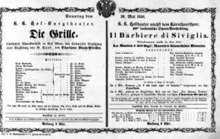 Theaterzettel (Oper und Burgtheater in Wien) 18580530 Seite: 1