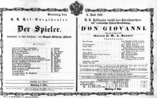 Theaterzettel (Oper und Burgtheater in Wien) 18580606 Seite: 1