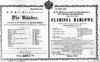 Theaterzettel (Oper und Burgtheater in Wien) 18580610 Seite: 1
