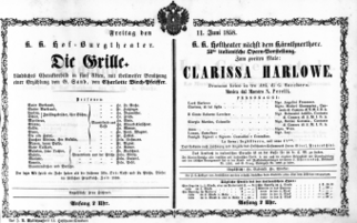 Theaterzettel (Oper und Burgtheater in Wien) 18580611 Seite: 1
