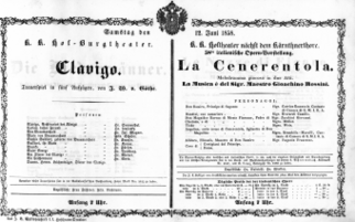 Theaterzettel (Oper und Burgtheater in Wien) 18580612 Seite: 1