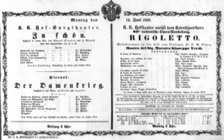 Theaterzettel (Oper und Burgtheater in Wien) 18580614 Seite: 1