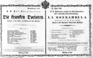 Theaterzettel (Oper und Burgtheater in Wien) 18580619 Seite: 1