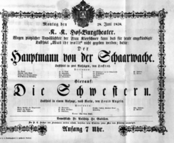 Theaterzettel (Oper und Burgtheater in Wien) 18580628 Seite: 1