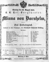 Theaterzettel (Oper und Burgtheater in Wien) 18580816 Seite: 1