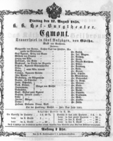 Theaterzettel (Oper und Burgtheater in Wien) 18580817 Seite: 1