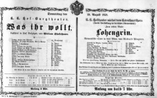 Theaterzettel (Oper und Burgtheater in Wien) 18580819 Seite: 1