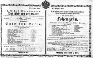 Theaterzettel (Oper und Burgtheater in Wien) 18580820 Seite: 1