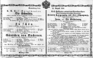 Theaterzettel (Oper und Burgtheater in Wien) 18580821 Seite: 1