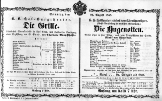 Theaterzettel (Oper und Burgtheater in Wien) 18580822 Seite: 1
