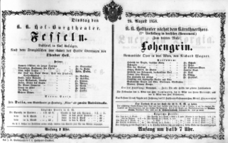 Theaterzettel (Oper und Burgtheater in Wien) 18580824 Seite: 1