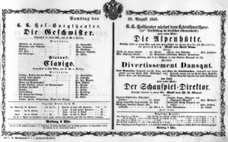 Theaterzettel (Oper und Burgtheater in Wien) 18580828 Seite: 1