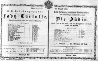 Theaterzettel (Oper und Burgtheater in Wien) 18580830 Seite: 1