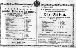 Theaterzettel (Oper und Burgtheater in Wien) 18580905 Seite: 1