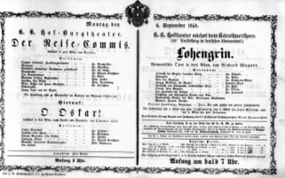 Theaterzettel (Oper und Burgtheater in Wien) 18580906 Seite: 1