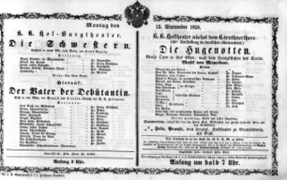 Theaterzettel (Oper und Burgtheater in Wien) 18580913 Seite: 1