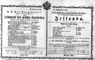 Theaterzettel (Oper und Burgtheater in Wien) 18580921 Seite: 1
