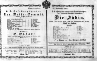 Theaterzettel (Oper und Burgtheater in Wien) 18580925 Seite: 1