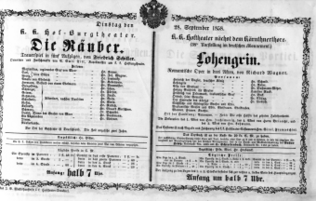 Theaterzettel (Oper und Burgtheater in Wien) 18580928 Seite: 1